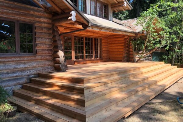 Log house deck